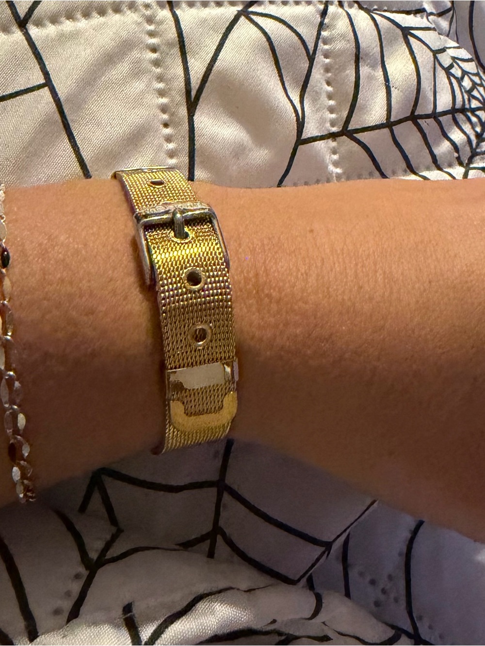 Rustic Cuff Gold Mesh Buckle Bracelet